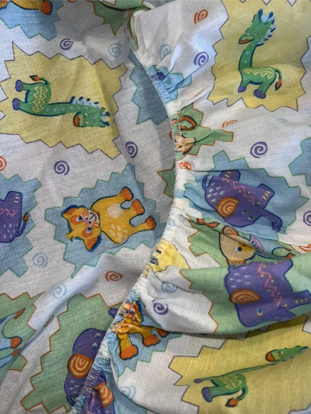 🔴Vintage Baby Animal Print Crib Fitted Sheet Elastic Corners Multicolor